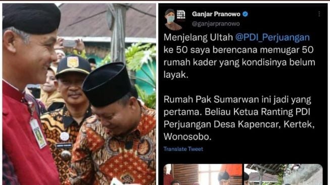 Usai Ramai Diduga Gunakan Dana Baznas untuk Memugar Rumah Kader PDIP, Ganjar Hapus Cuitannya!