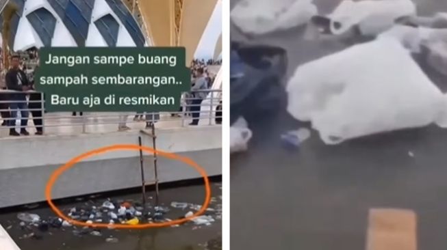 Penampakan tumpukan sampah di Masjid Raya Al Jabbar Bandung. (Instagram/@sisitrangofficial)