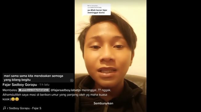 Cek fakta Fajar Sadboy meninggal dunia  (TikTok)