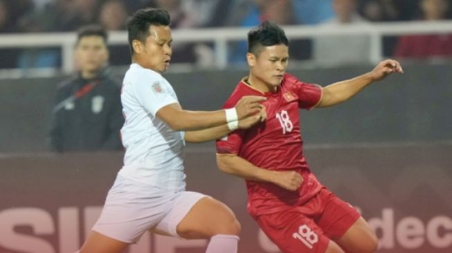 Suasana pertandingan grup B Piala AFF 2022 antara Vietnam melawan Myamnar di My Dinh National Stadium, Hanoi, Vietnam hari Selasa (3/1/2023) malam waktu setempat. (Twitter/@theaseanball)