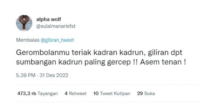 Warganet menyenggol Gibran soal dana hibah dari UEA. (screenshot)