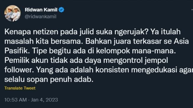 Ridwan Kamil Singgung Netizen Julid Suka Ngerujak, Apakah Ini yang Dinamakan Cyberbullying?