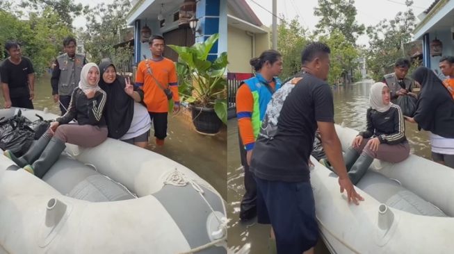 Momen Chacha Frederica Blusukan ke Daerah Banjir (instagram/@chafrederica)