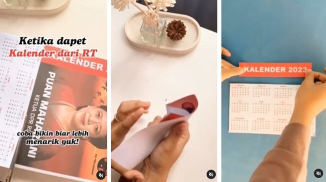 Tangkapan layar tutorial utak-atik kalender 2023 bergambar Puan Maharani. (Instagram/@halewwwwaseli)