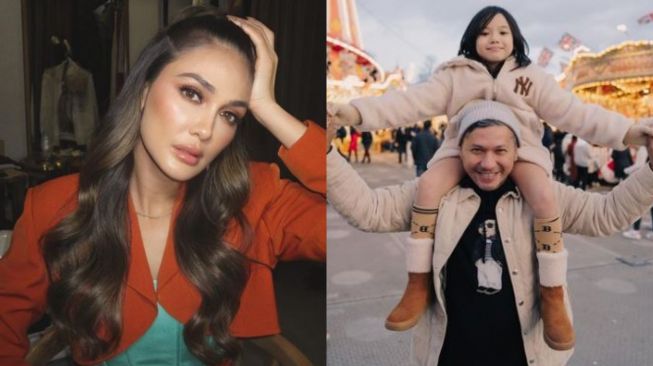 Kolase potret Luna Maya dan Gading Marten gendong Gempi. (Instagram)