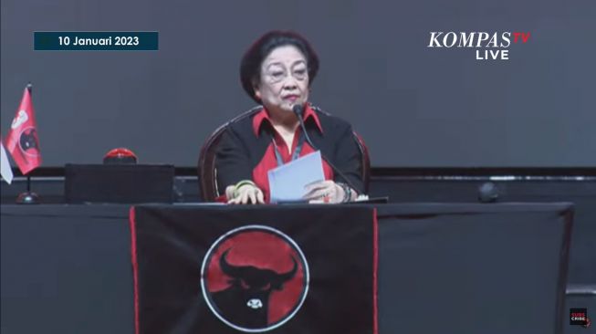 Megawati di acara HUT ke-50 PDI Perjuangan  (YouTube/KOMPASTV)