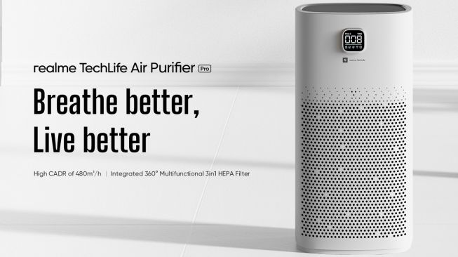 Harga Realme TechLife Air Purifier Pro dibanderol Rp 999.000 dari harga asli Rp 1.299.000. [Foto: Realme Indonesia]