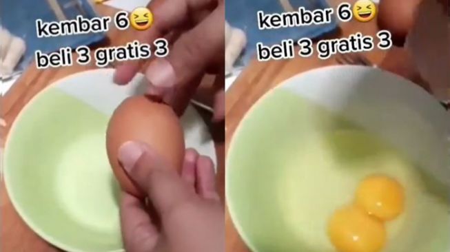 Beli Telur Isi Kembar, Penampakannya Bikin Warganet Heran