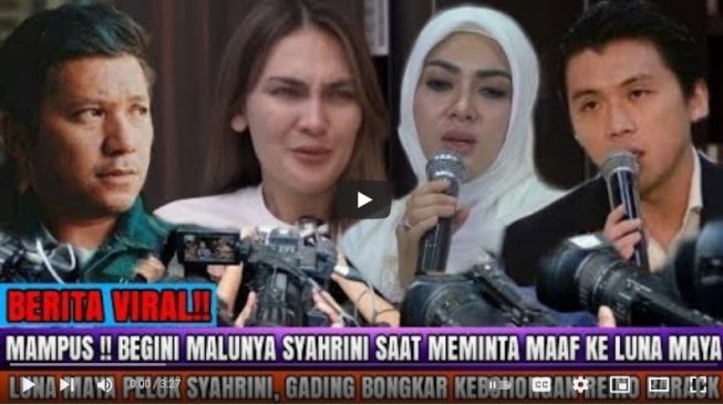 Tumbnail sebuah video yang memberitakan soal Syahrini yang meminta maaf ke Luna Maya. [YouTube Vemi Liar]