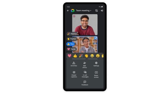 Penambahan reaksi emoji di Google Meet. [9to5google]