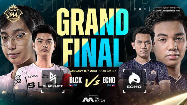 Grand Final M4 World Championship Mobile Legends: Bang-Bang hari ini, Jumat (15/1/2023), menyajikan laga dua tim Filipina, Blacklist International vs Echo. [Facebook Mobile Legends Esports]