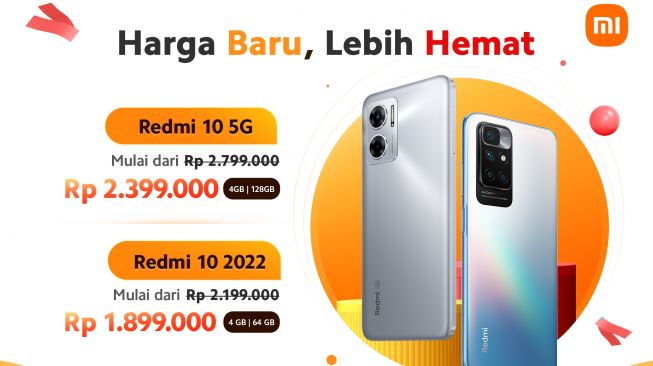 Xiaomi menurunkan harga HP Redmi 10 2022 dan Redmi 10 5G di Indonesia jelang Tahun Baru Imlek. [Xiaomi Indonesia]
