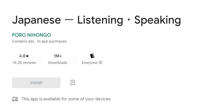 Japanese Listening Speaking. [Google Play Store]