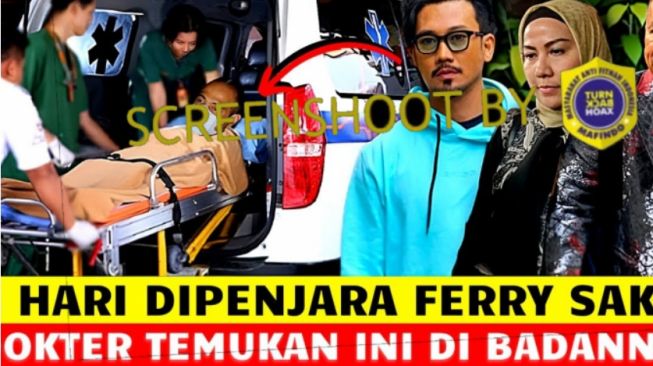 Konten bernarasi Ferry Irawan dibawa ambulans setelah 4 hari dipenjara. (Foto tangkapan layar)