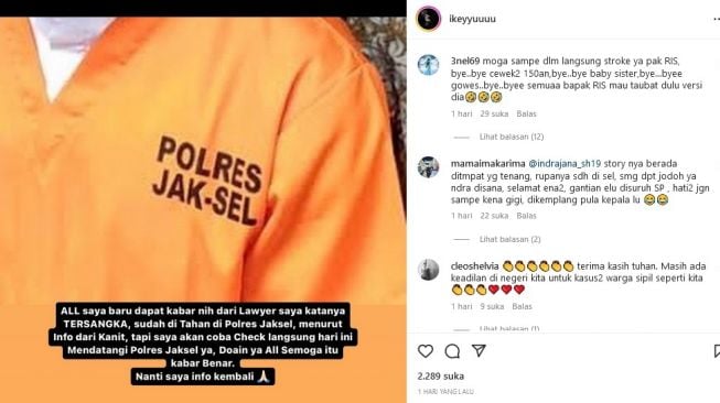 Keyla Evelyne Yasir mengbarkan kalau mantan suaminya, Indrajana Sofiandi resmi ditahan dalam kasus kekerasan terhadap anak. [Instagram]