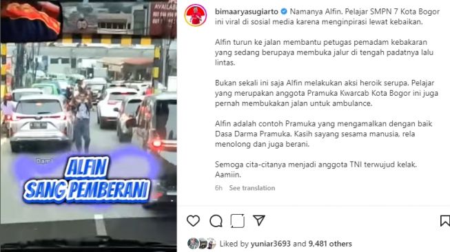 Buka Jalur Mobil Damkar Saat Macet di Bogor, Alfin Alfarizqi Dapat Hadiah dari Bima Arya