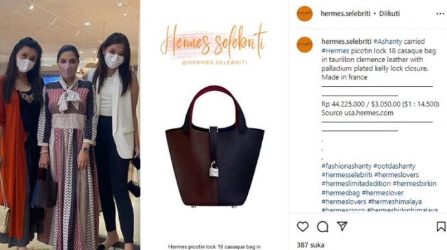 Harga Tas Mewah Ashanty (Instagram/@hermes.selebriti)