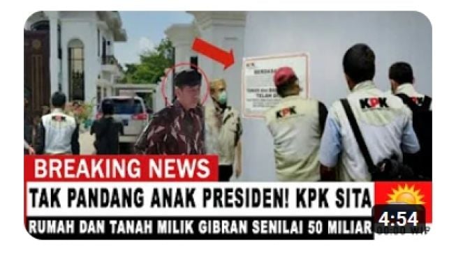 CEK FAKTA: KPK Sita Aset Gibran Rakabuming Buat Jokowi Jantungan, Benarkah?