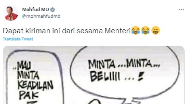 Mahfud MD Ngakak Lihat Karikatur Bocah Disuruh Beli Keadilan, Warganet: Lucunya Di Mana?