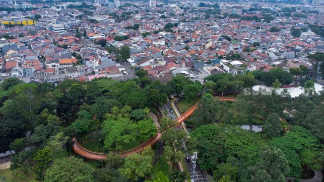 Gambar udara suasana di Taman Tebet Eco Park, Jakarta Selatan, Rabu (1/2/2023). [Suara.com/Alfian Winanto]