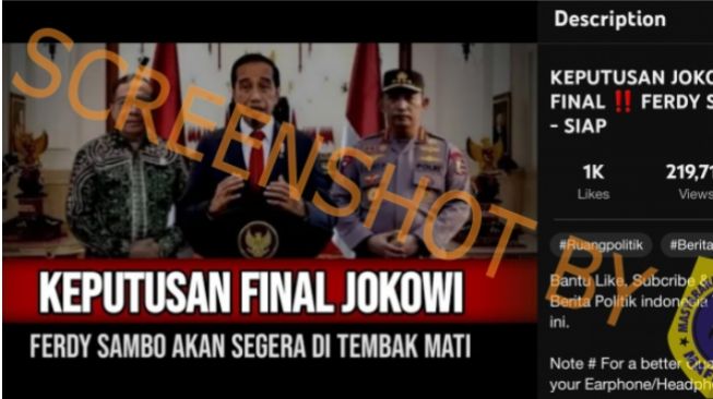 CEK FAKTA: Keputusan Jokowi, Ferdy Sambo Akan Segera Ditembak Mati, Benarkah?