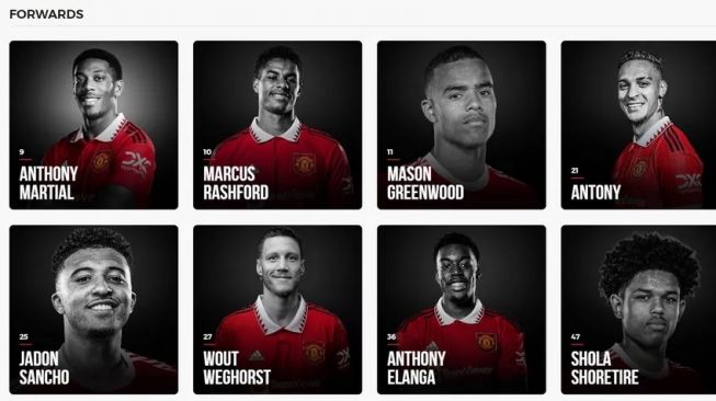 Penyerang Manchester United, Mason Greenwood (kedua dari kanan) masih masuk dalam skuad Setan Merah untuk musim 2022-2023 kendati sempat terlibat kasus kekerasan dan percobaan pemerkosaan. [Laman resmi ManUtd.com]