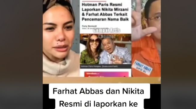 Konten bernarasi Hotman Paris laporkan Nikita Mirzani dan Farhat Abbas. (TikTok/ @dip_news)