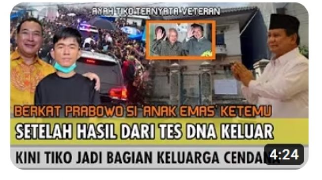 CEK FAKTA: Tiko Ternyata 'Anak Emas' di Keluarga Cendana Berdasarkan Hasil Tes DNA, Benarkah?