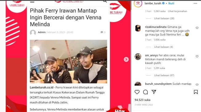 Ferry Irawan (Instagram/@lambe_turah)