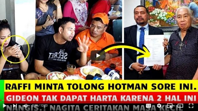 Video dari sebuah akun YouTube yang memebritakan seolah Raffi Ahmad mendatangi Hotman Paris terkait kasus gugatan harta gono-gini Rieta Amilia dan Gideon Tengker.