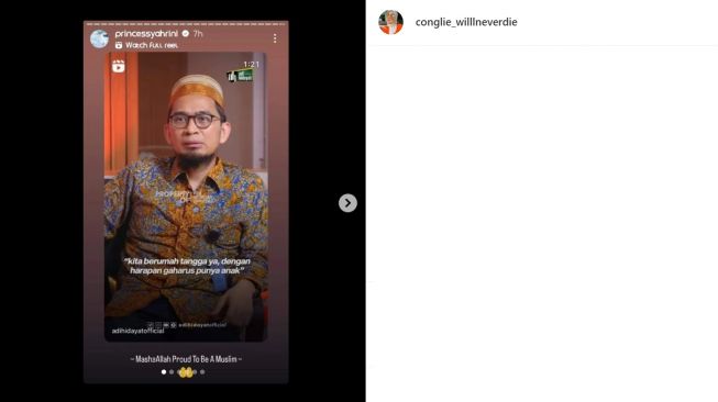 Unggahan Syahrini soal anak (Instagram/@conglie_willlneverdie)