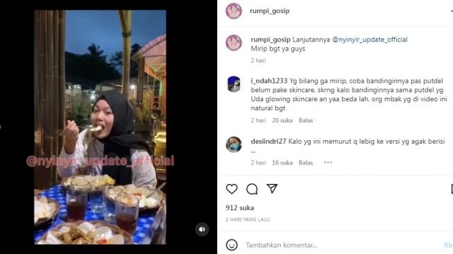 Perempuan disebut mirip Putri Delina [Instagram/@rumpi_gosip]