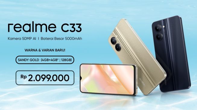 realme C33 Sandy Gold. [realme Indonesia]