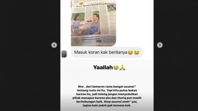 Klarifikasi Fuji soal alasan putus dari Thariq bukan karena restu. (Instagram/ fuji_an)