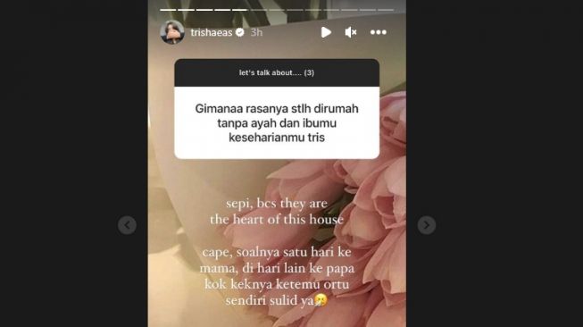 Story Trisha Eungelica curhat soal Ferdy Sambo dan Putri. (Instagram/trishaeas)