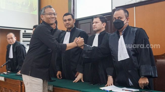 Terdakwa Agus Nurpatria menjalani sidang putusan atau vonis soal perintangan penyidikan atas kematian Brigadir Nofriansyah Yosua Hutabarat di Pengadilan Negeri Jakarta Selatan, Senin (27/2/2023). [Suara.com/Alfian Winanto]
