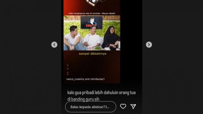 Abidzar Al Ghifari menanggapi Syakir Daulay yang dituduh jadi anak durhaka. [Instagram]