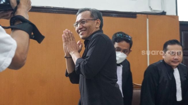 Terdakwa Agus Nurpatria menjalani sidang putusan atau vonis soal perintangan penyidikan atas kematian Brigadir Nofriansyah Yosua Hutabarat di Pengadilan Negeri Jakarta Selatan, Senin (27/2/2023). [Suara.com/Alfian Winanto]
