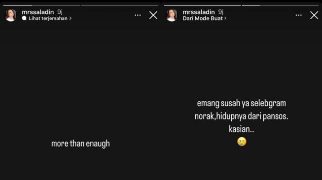 Status ibunda Zara (Instagram mrssaladin)