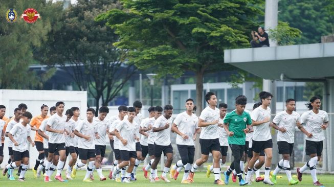 Pemustan latihan atau training camp (TC) Timnas Indonesia U-22 di Lapangan B, Senayan, Jakarta. [PSSI]