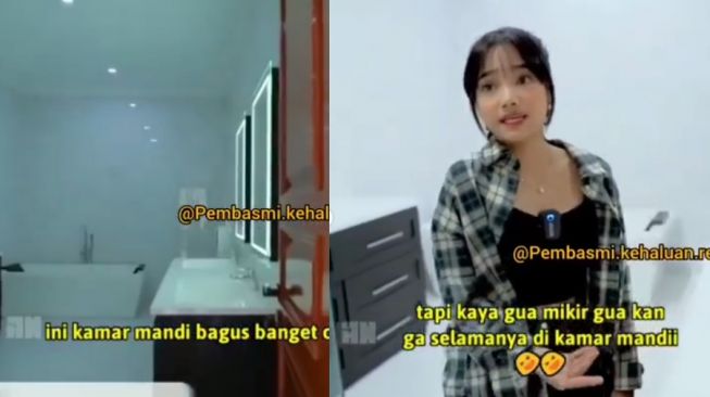 Kamar mandi di rumah mewah Fuji. (Instagram/lambegosiip)