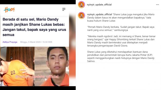 Mario Dandy andalkan kekuasaan orangtuanya (Instagram/@nyinyir_update_official)