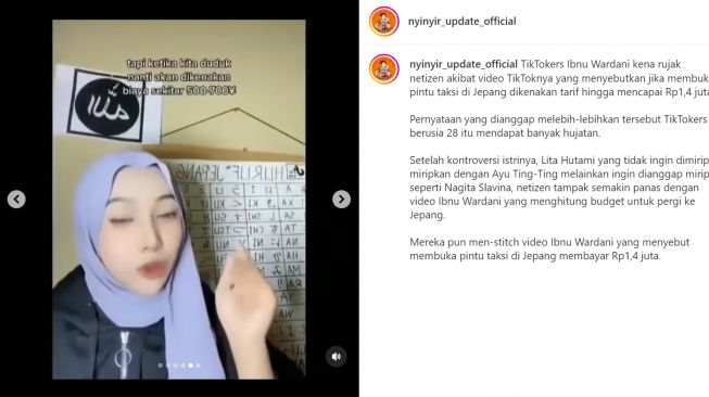 Orang Indonesia di Jepang yang komentar soal konten Ibnu Wardani (Instagram/@nyinyir_update_official)