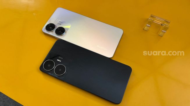 Peluncuran Realme C55 NFC di Indonesia yang digelar di kawasan SCBD, Jakarta, Selasa (7/3/2023). [Suara.com/Dicky Prastya]