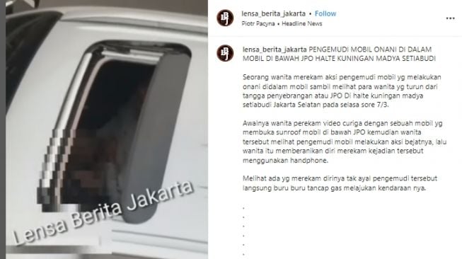 Viral di Medsos! Polisi Selidiki Sopir Pajero Diduga Sengaja Onani di Bawah JPO Halte TransJakarta Jaksel