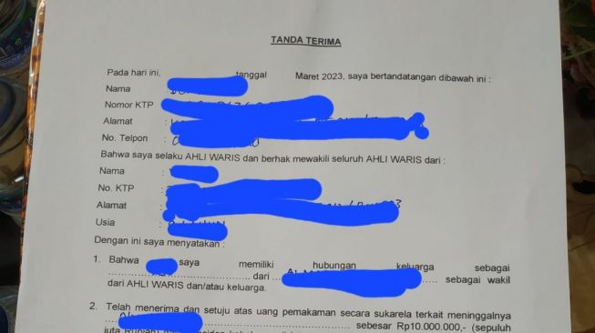 Terbaru! Muncul Lagi Surat Santunan Korban Kebakaran Tanpa Logo Pertamina, Poin Dilarang Menuntut Dihapus