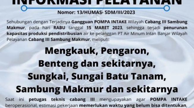 Perbaikan Pompa Intake di Wilayah Cabang III PTAM Intan Banjar