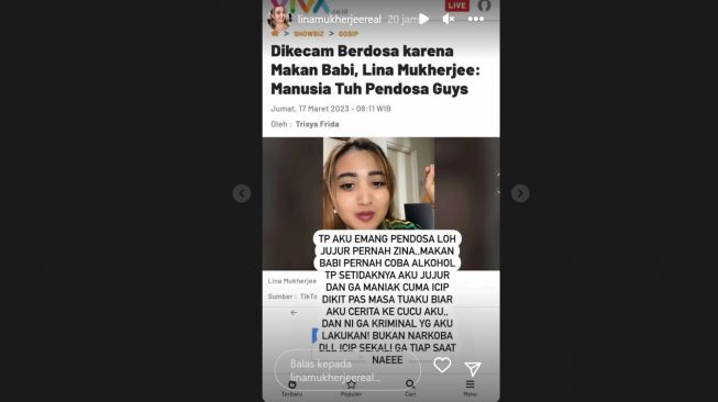 Lina Mukherjee akui dirinya juga pernah berzina (Instagram/@linamukherjeereal)