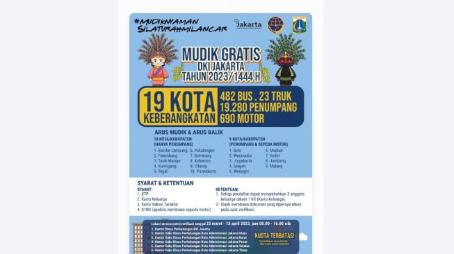 Mudik Gratis 2023 Jakarta. (Tangkapan Layar/Mudikgratisjakarta.com)