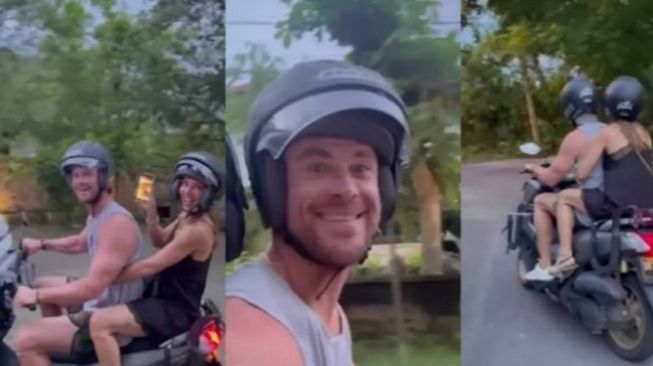 Beda dari Bule Lainnya, Chris Hemsworth Pakai Helm Saat Liburan di Bali